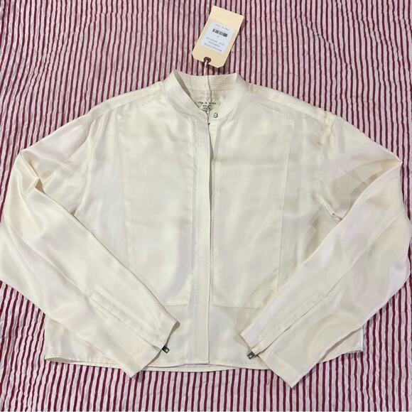 Rag & Bone Lily Silk Long Sleeve Blouse Vanilla Size S NWT - Picture 7 of 9